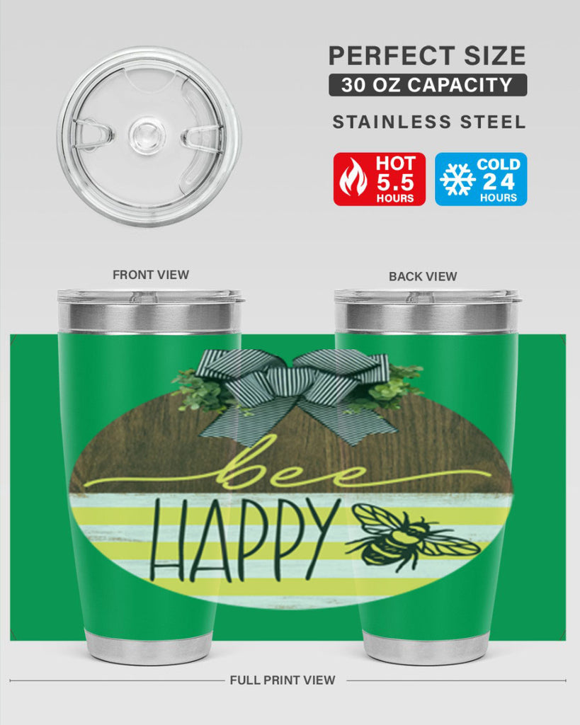 Bee Happy yellow stripes Mockup28#- spring- Tumbler