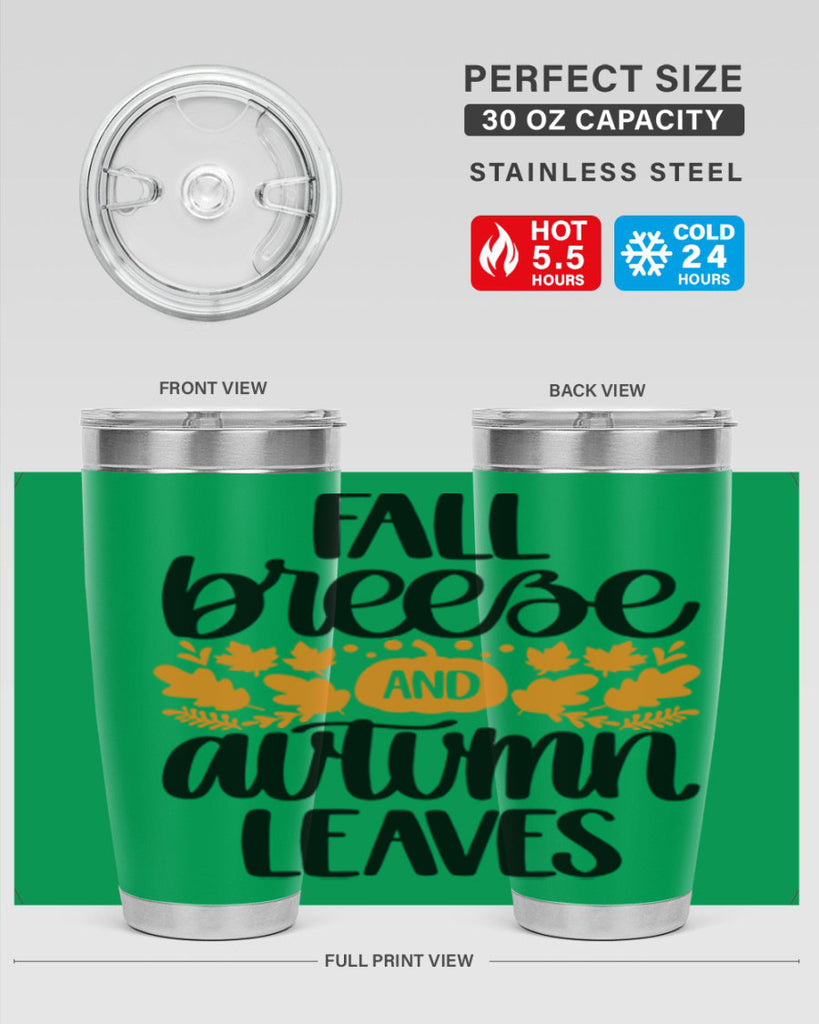 Fall Breezy And Autumn Leaves 482#- fall- Tumbler