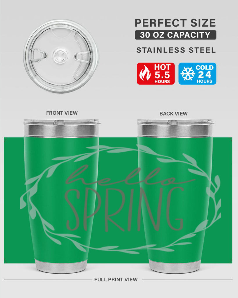 Hello Spring Wreath leaves210#- spring- Tumbler