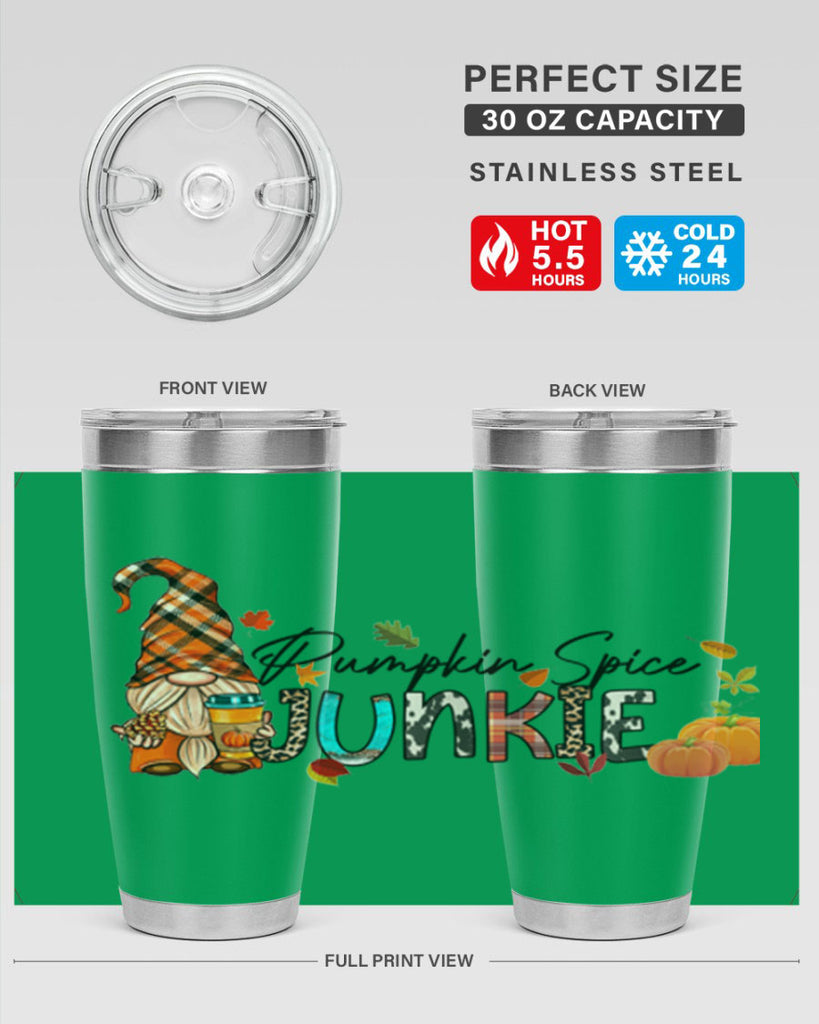 PumpkinSpiceJunkieFallGnome 567#- fall- Tumbler