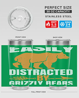easily distracted by grizzly bears 1#- Bears- Tumbler