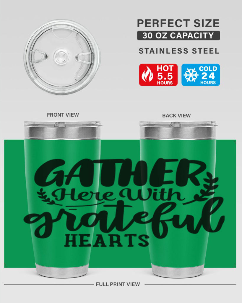 gather here with grateful hearts 62#- thanksgiving- Tumbler