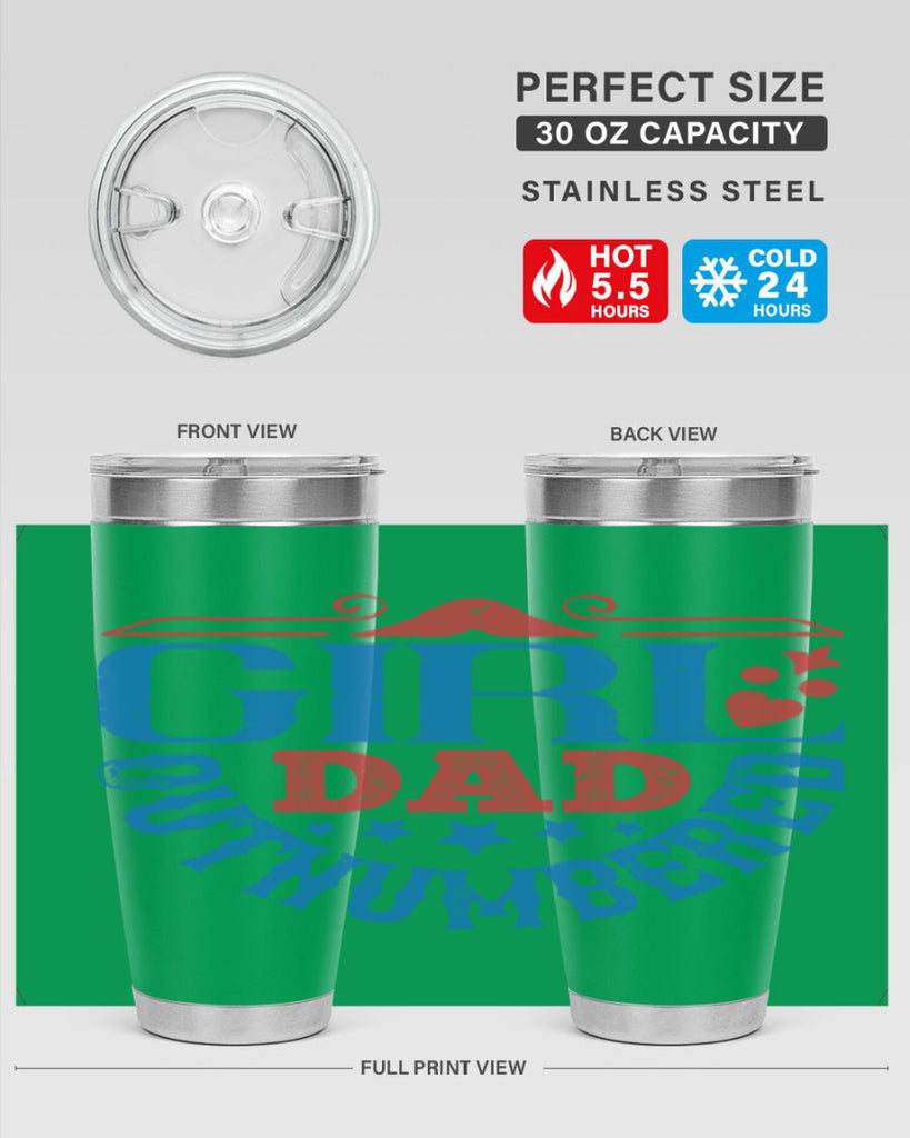 girl dad outnumbered 219#- fathers day- Tumbler
