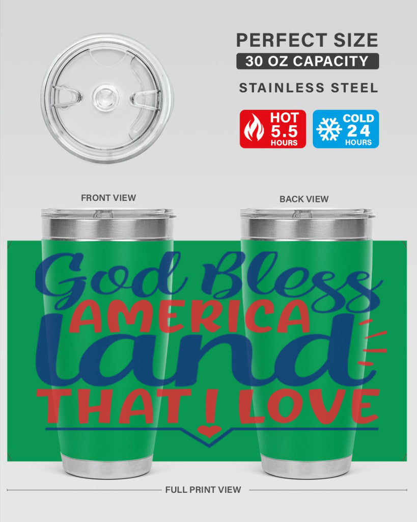 god bless america land that i love Style 54#- Fourt Of July- Tumbler