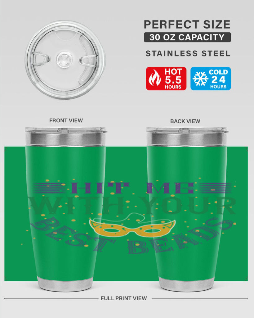 hit me with your best beads 69#- mardi gras- Tumbler