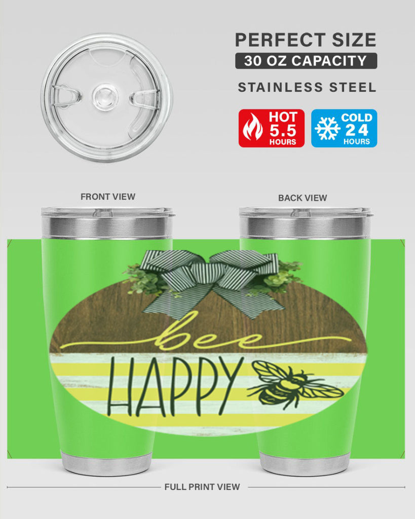 Bee Happy yellow stripes Mockup28#- spring- Tumbler