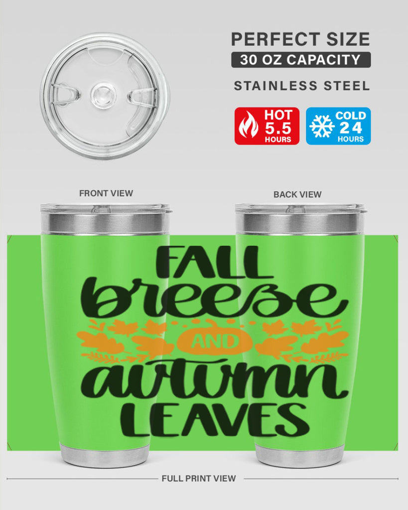 Fall Breezy And Autumn Leaves 482#- fall- Tumbler