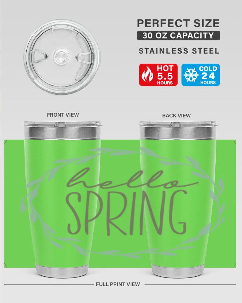 Hello Spring Wreath leaves210#- spring- Tumbler
