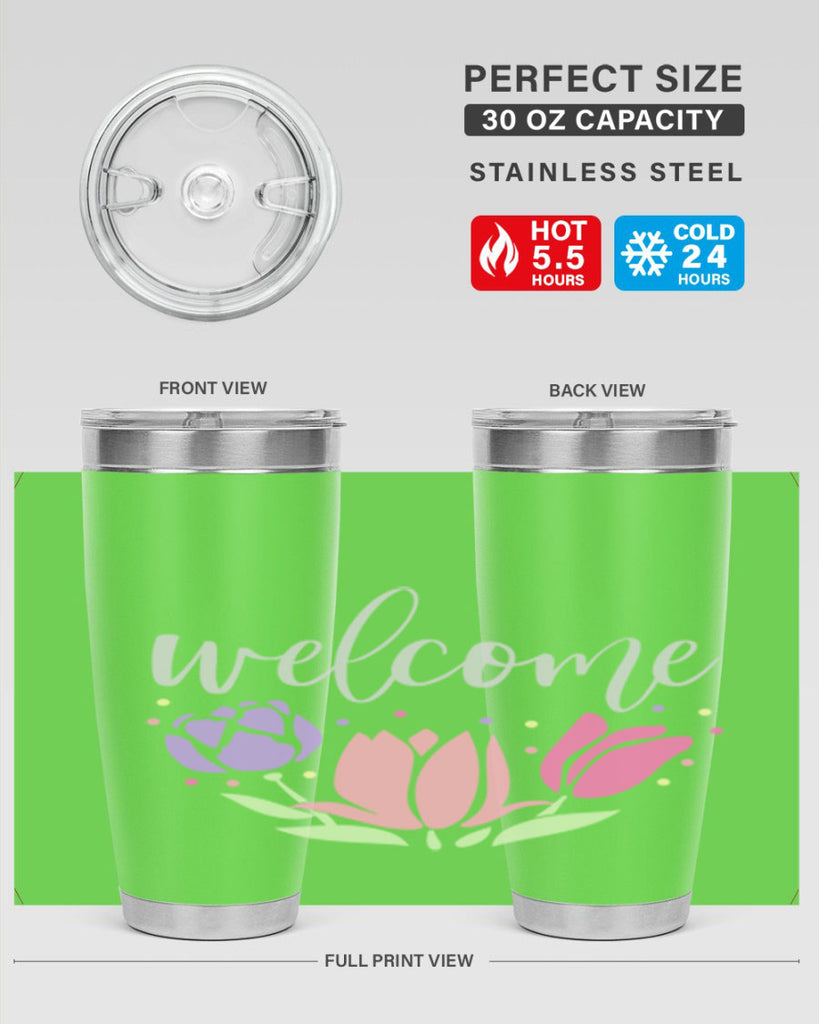 Welcome three flowers587#- spring- Tumbler