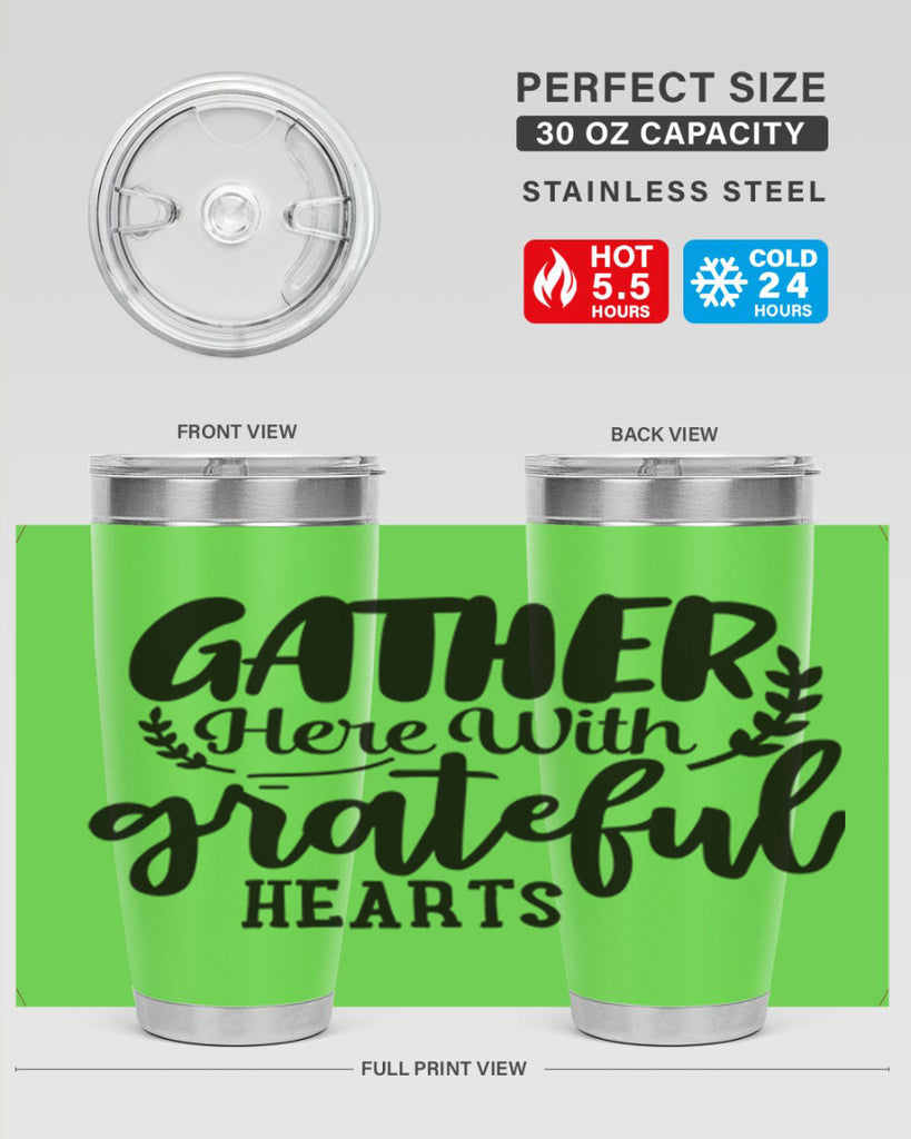 gather here with grateful hearts 62#- thanksgiving- Tumbler