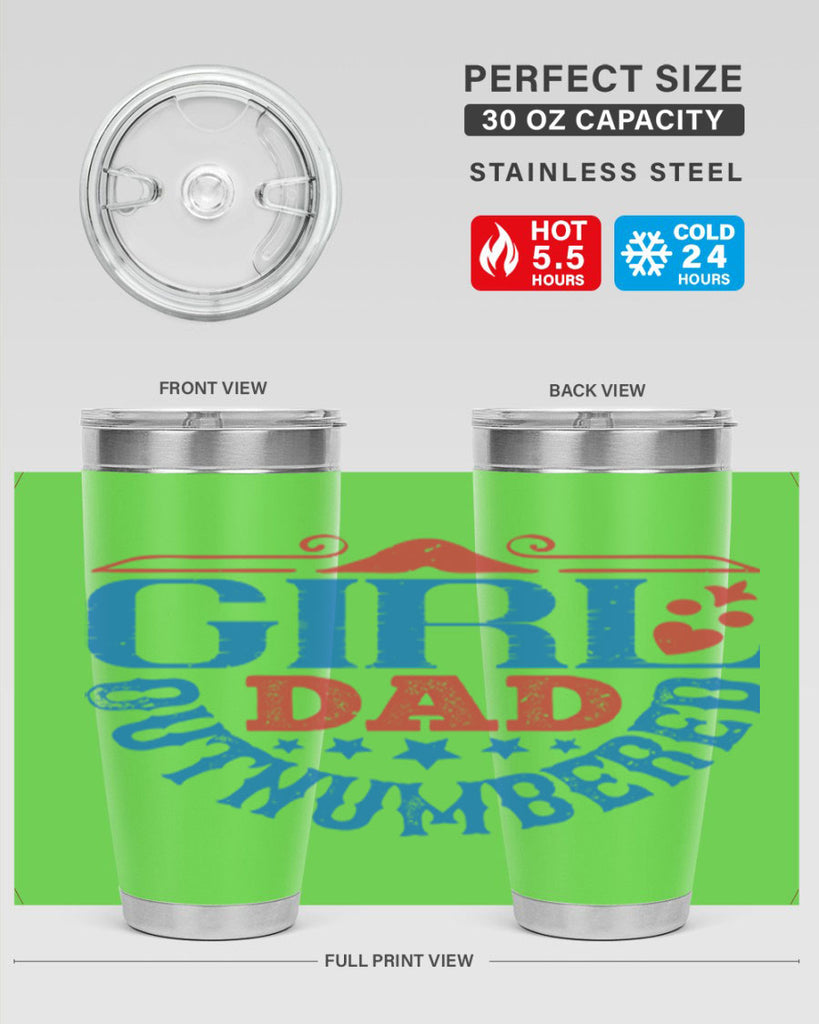 girl dad outnumbered 219#- fathers day- Tumbler