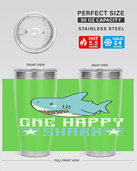 one happy shark Style 50#- shark  fish- Tumbler