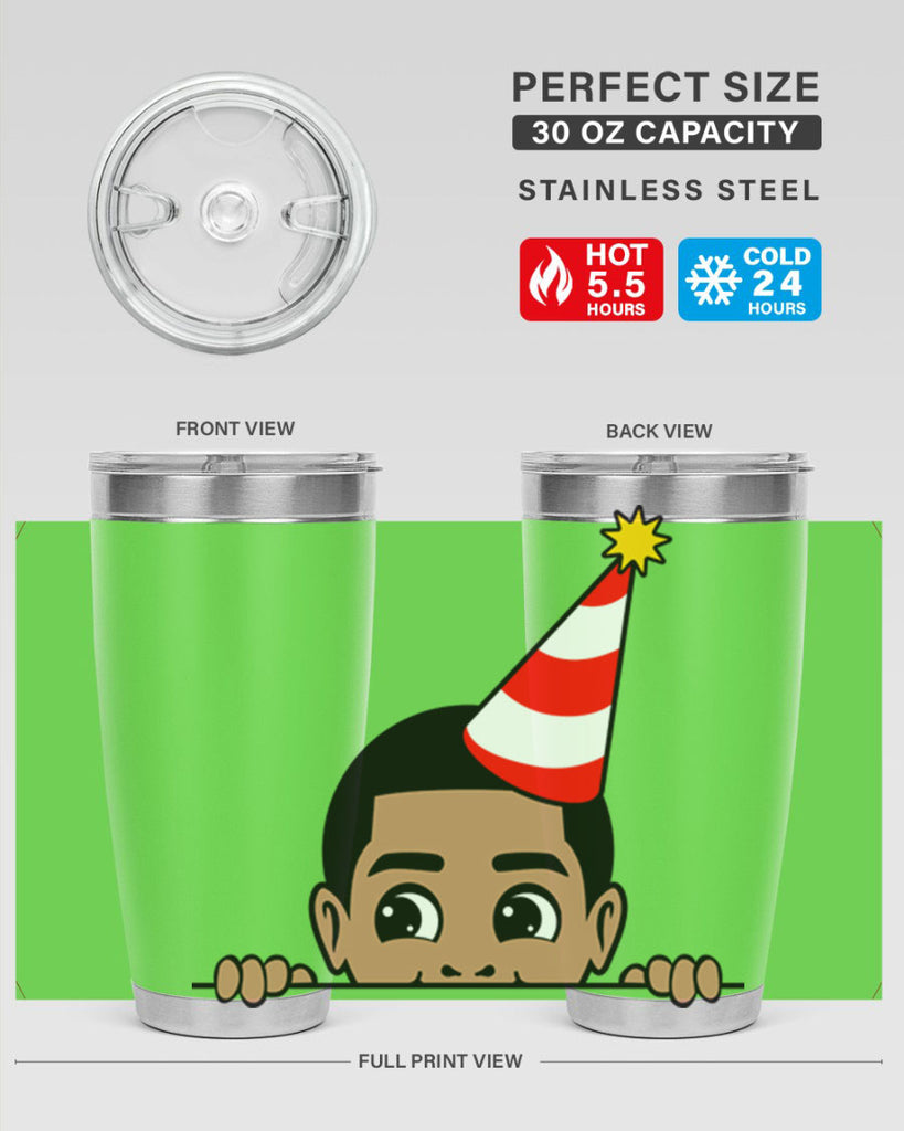 peekaboo afro birthday boy 21#- black men - boys- tumbler