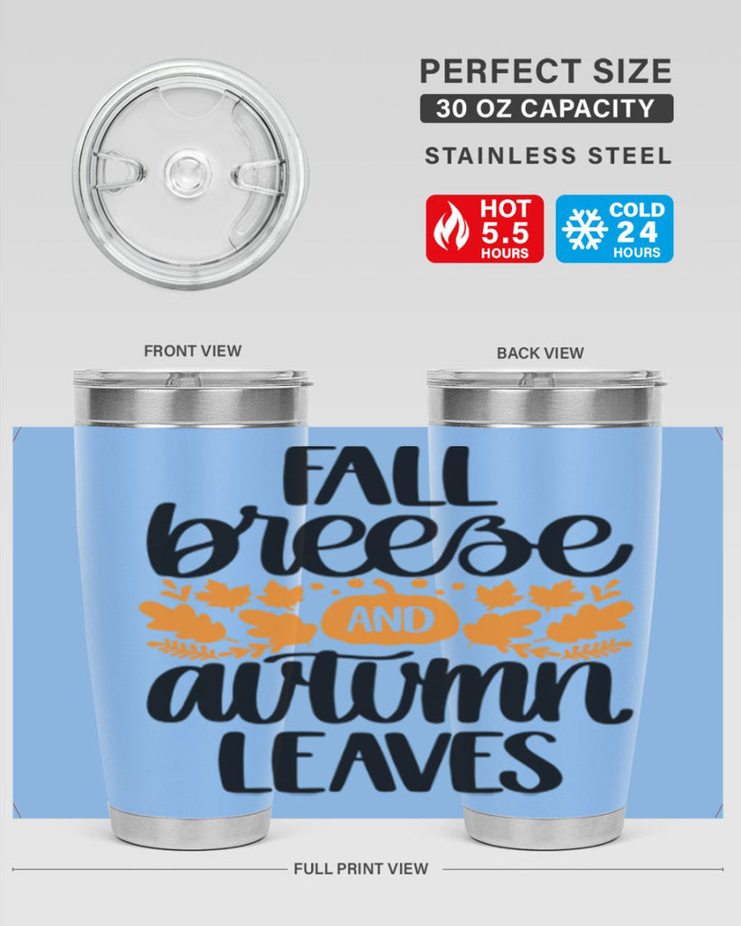Fall Breezy And Autumn Leaves 482#- fall- Tumbler