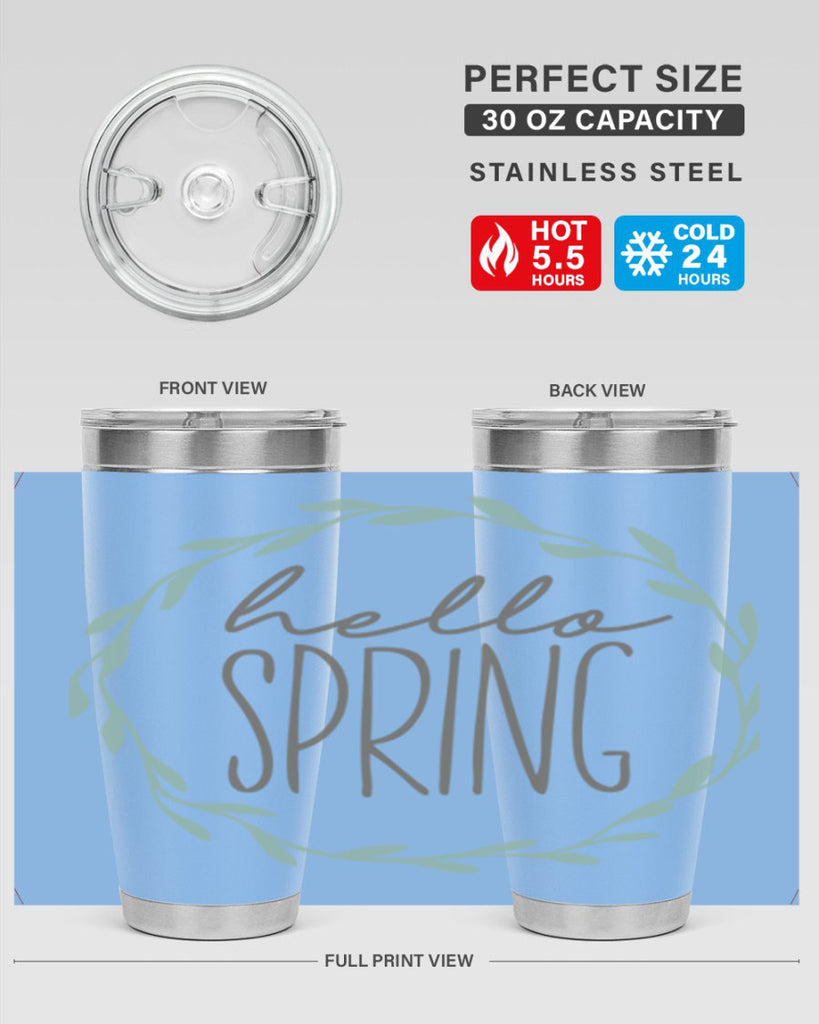 Hello Spring Wreath leaves210#- spring- Tumbler