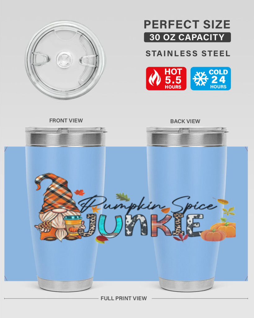 PumpkinSpiceJunkieFallGnome 567#- fall- Tumbler