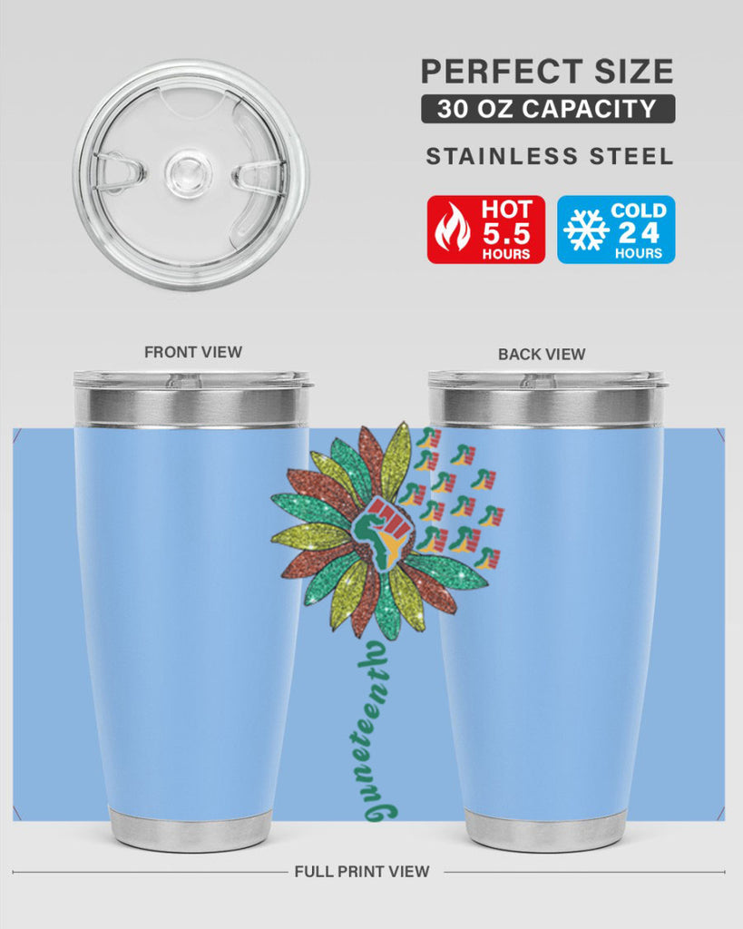 Sunflower Fist Juneteenth Black History 24#- Juneteenth- tumbler