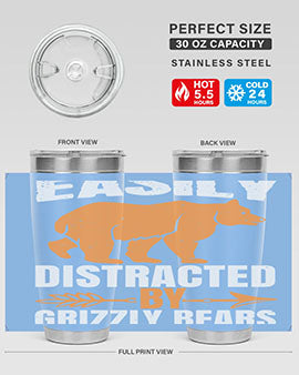 easily distracted by grizzly bears 1#- Bears- Tumbler