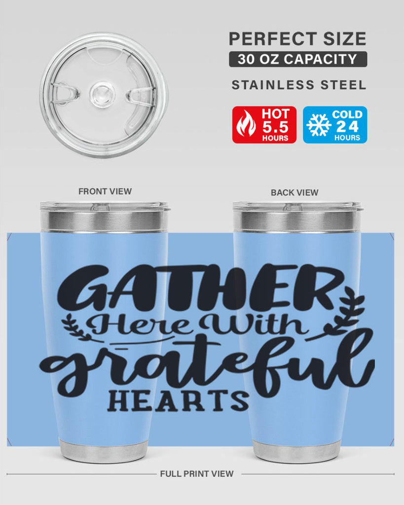 gather here with grateful hearts 62#- thanksgiving- Tumbler
