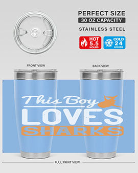 this boy loves sharks Style 14#- shark  fish- Tumbler