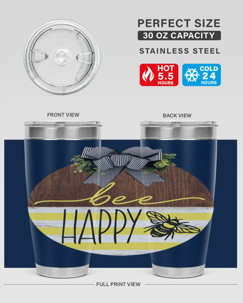 Bee Happy yellow stripes Mockup28#- spring- Tumbler