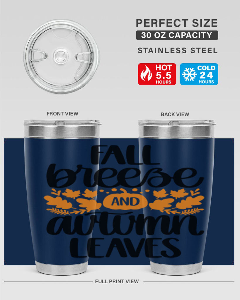 Fall Breezy And Autumn Leaves 482#- fall- Tumbler