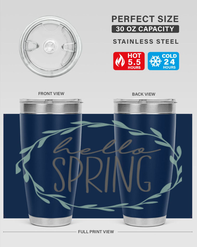 Hello Spring Wreath leaves210#- spring- Tumbler