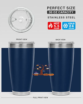 Owl With Pumpkin Halloween Tree A TurtleRabbit 16#- owl- Tumblers