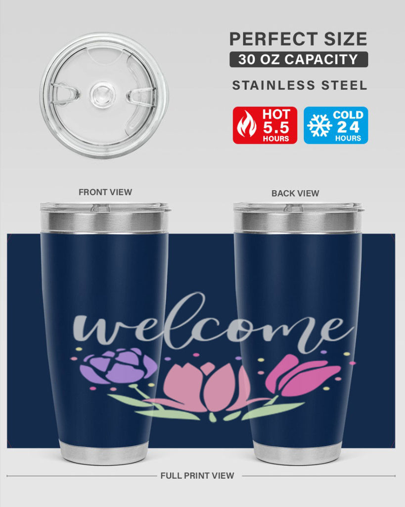 Welcome three flowers587#- spring- Tumbler