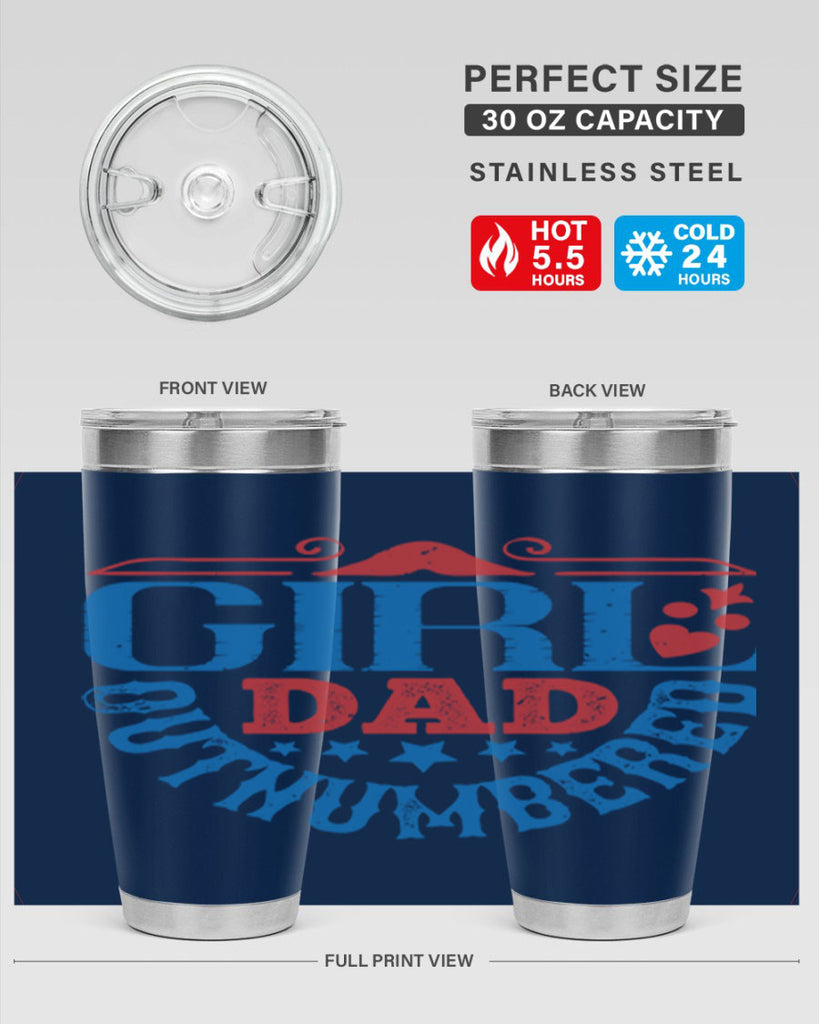 girl dad outnumbered 219#- fathers day- Tumbler