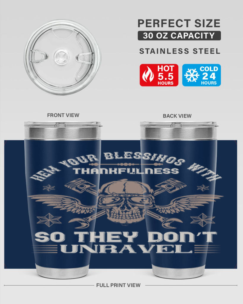 hem your blessings with thankfulness so they don’t unravel 34#- thanksgiving- Tumbler