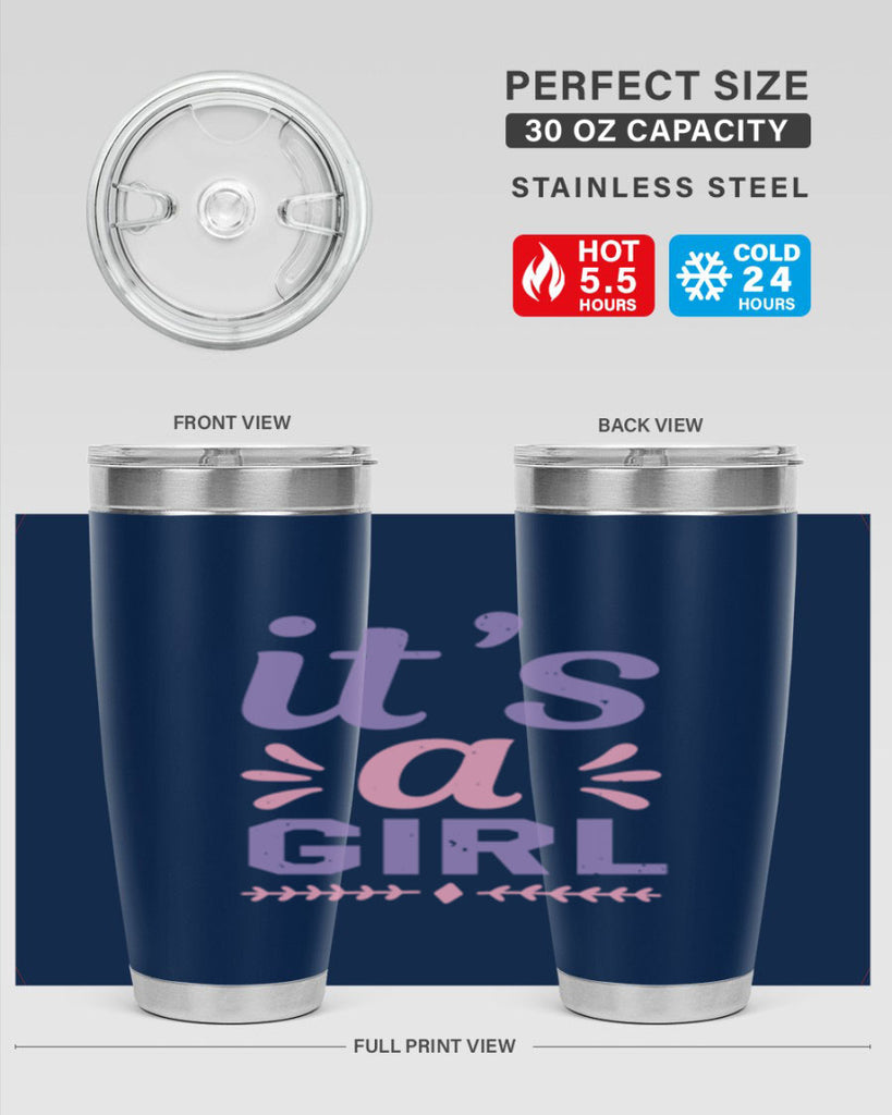 its a girl Style 32#- baby shower- tumbler