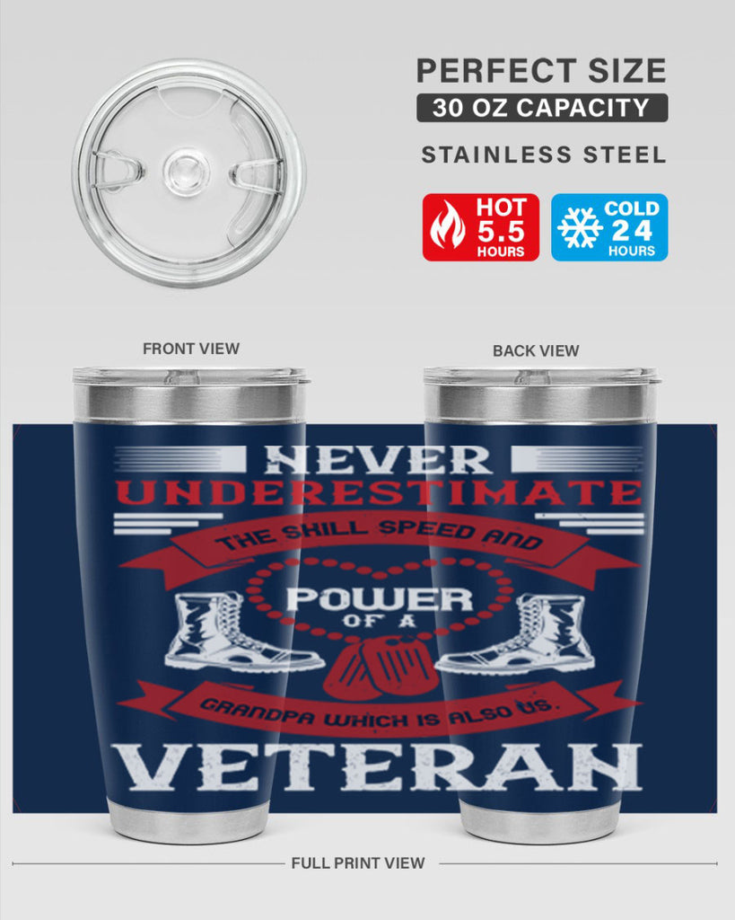 never underestimate the skill speed and power of a grandpa a which is also us veteran 44#- Veterns Day- Tumbler