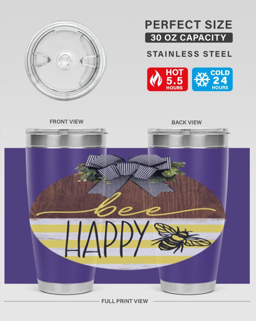 Bee Happy yellow stripes Mockup28#- spring- Tumbler