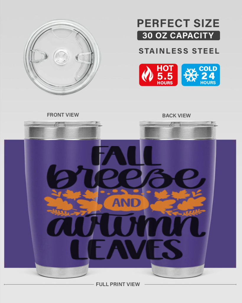 Fall Breezy And Autumn Leaves 482#- fall- Tumbler