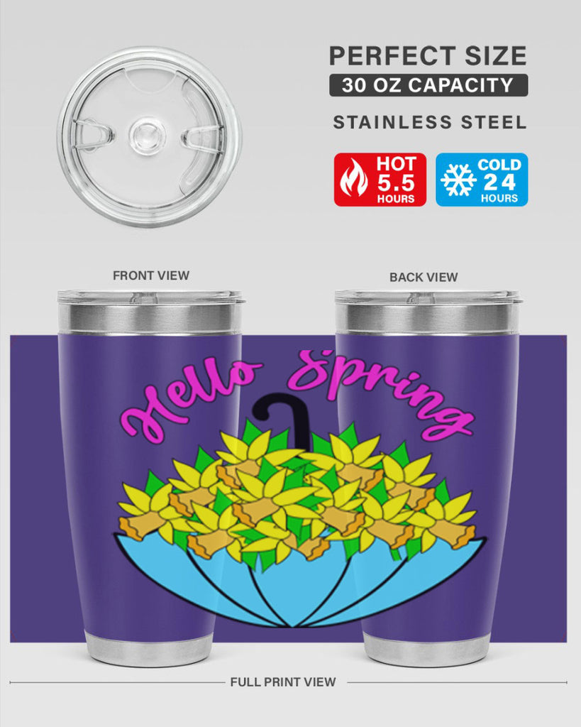 Hello Spring Umbrella Daffodils207#- spring- Tumbler