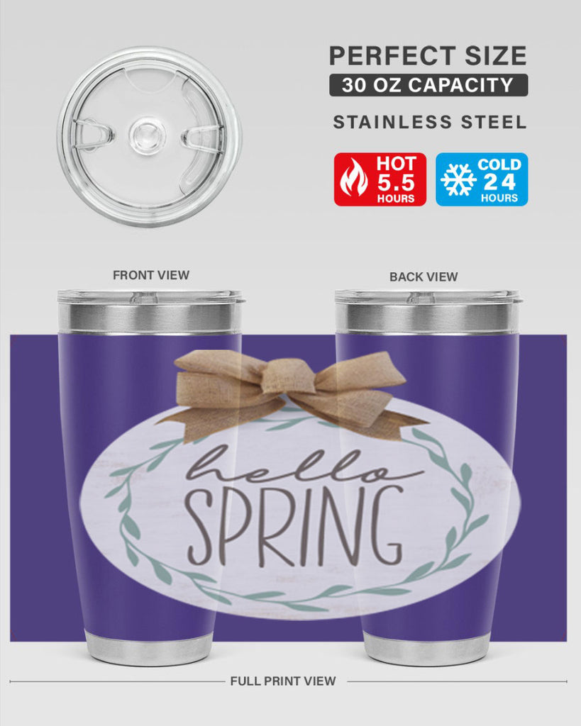 Hello Spring Wreath leaves Mockup209#- spring- Tumbler