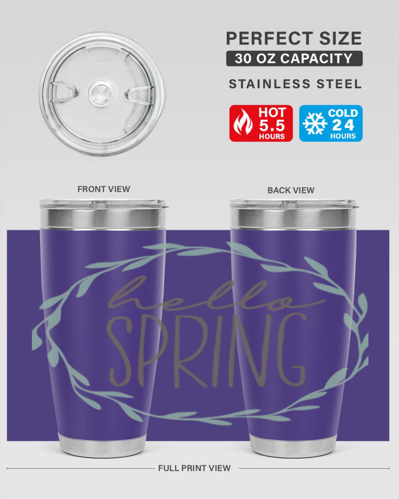 Hello Spring Wreath leaves210#- spring- Tumbler