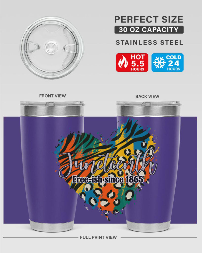 Juneteenth Freeish Since 1865 Heart Png 38#- Juneteenth- tumbler