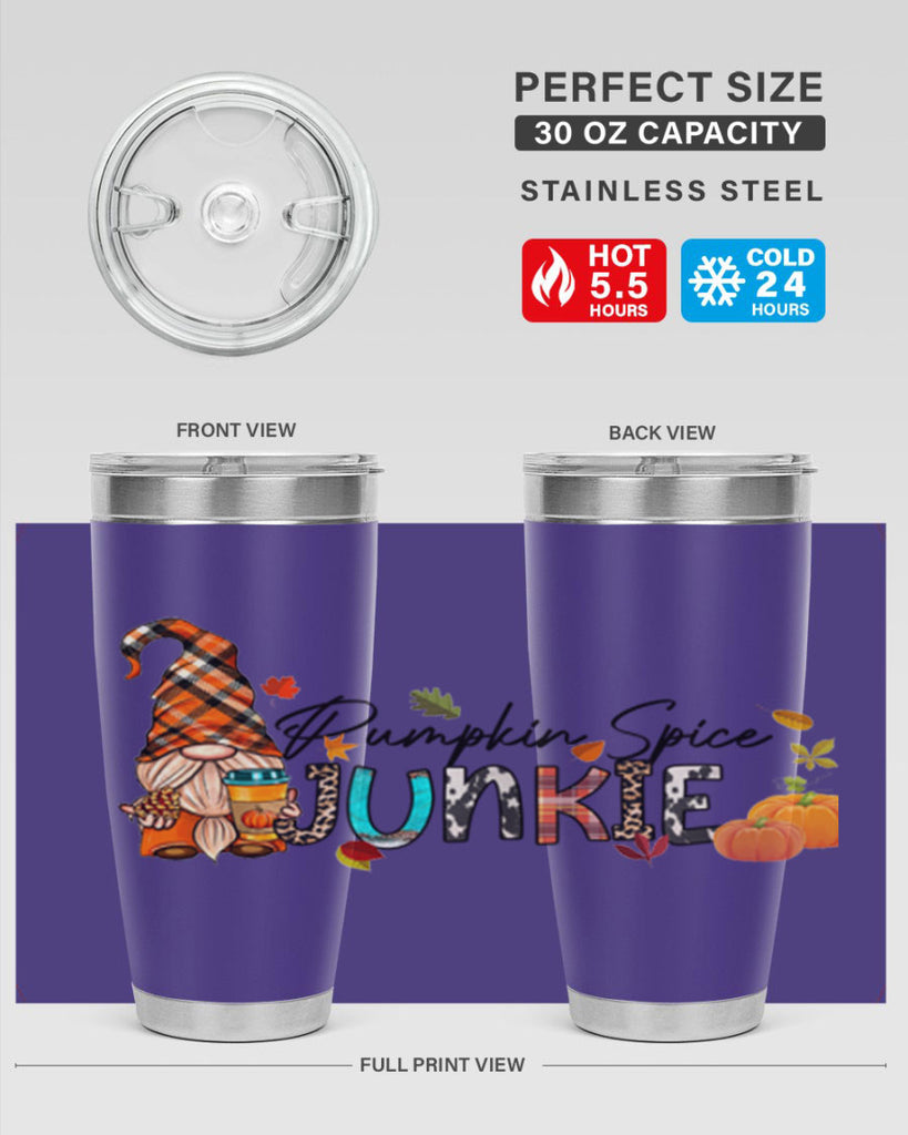 PumpkinSpiceJunkieFallGnome 567#- fall- Tumbler