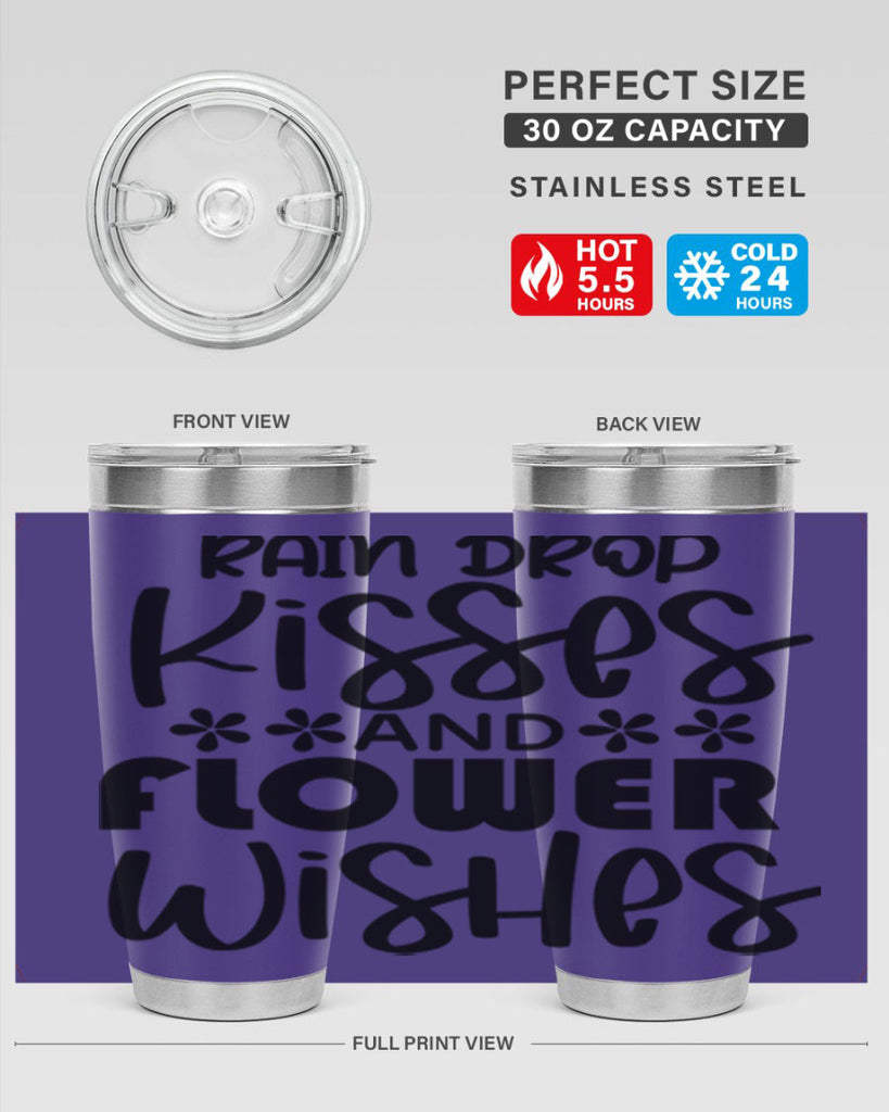 Rain drop kisses and flower 398#- spring- Tumbler