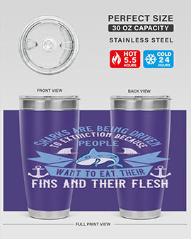 Sharks are being driven to extinction because people want to eat their Style 40#- shark  fish- Tumbler