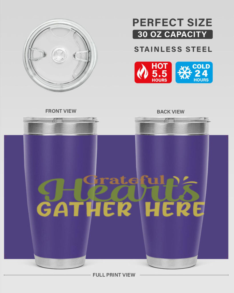 grateful hearts gather here 59#- thanksgiving- Tumbler