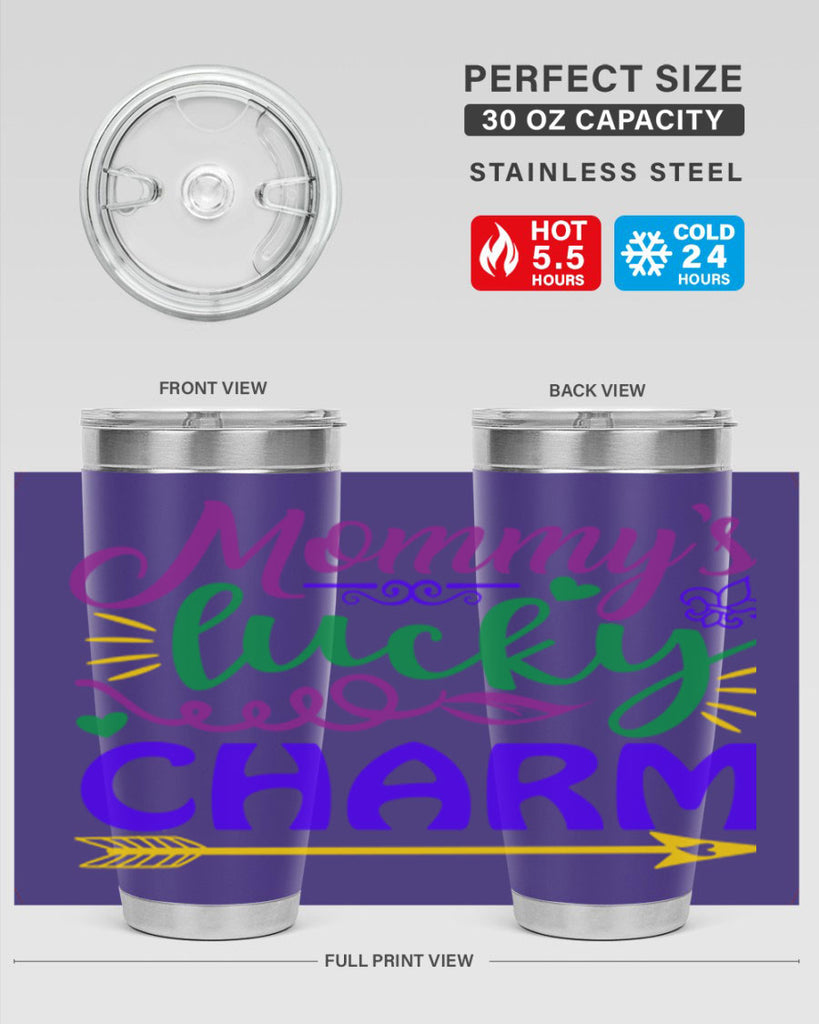 mommys lucky charm 6#- mardi gras- Tumbler