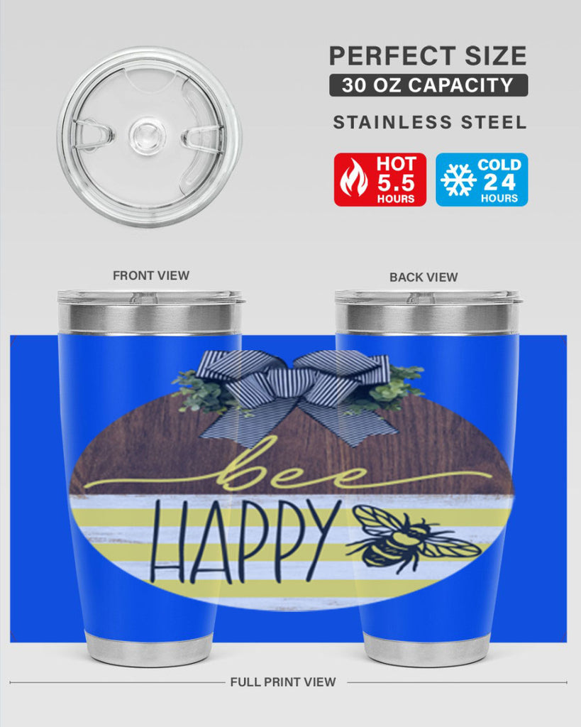 Bee Happy yellow stripes Mockup28#- spring- Tumbler