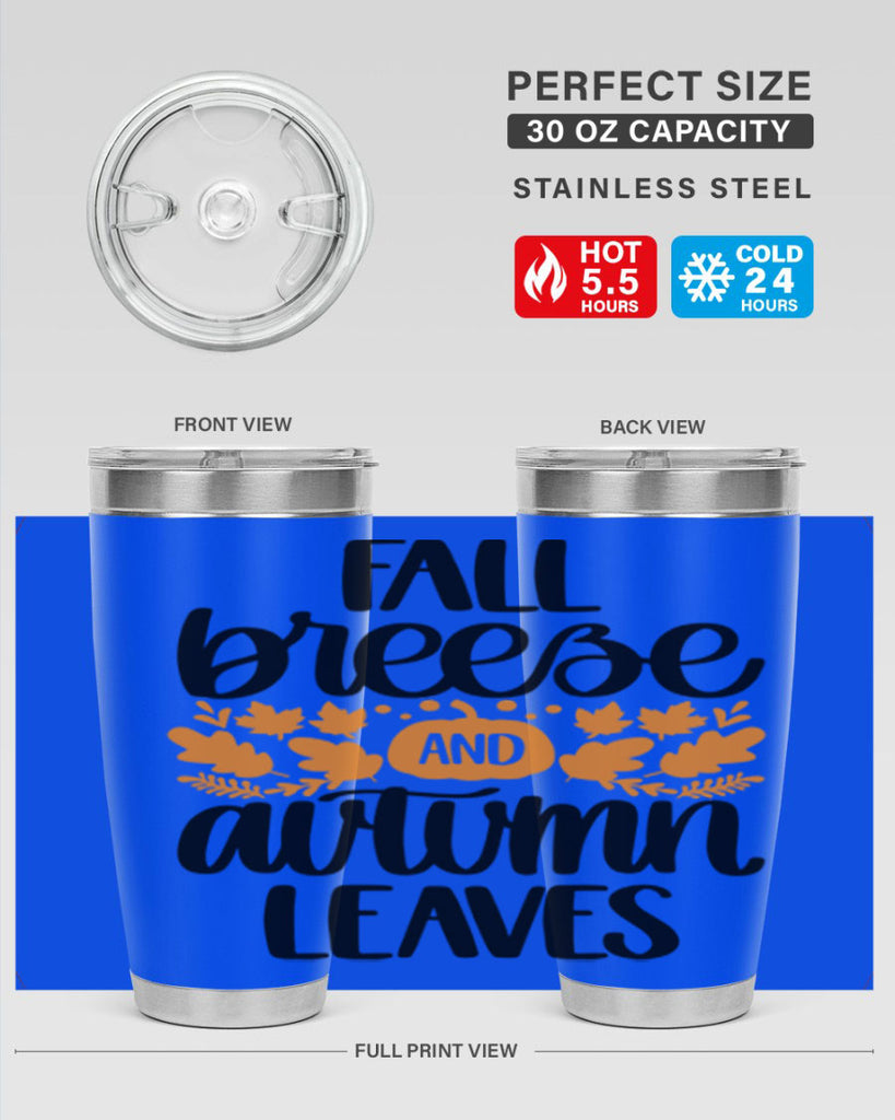 Fall Breezy And Autumn Leaves 482#- fall- Tumbler