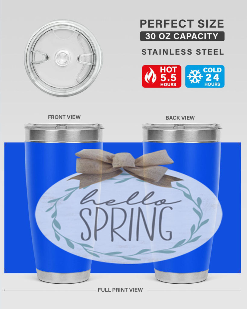Hello Spring Wreath leaves Mockup209#- spring- Tumbler