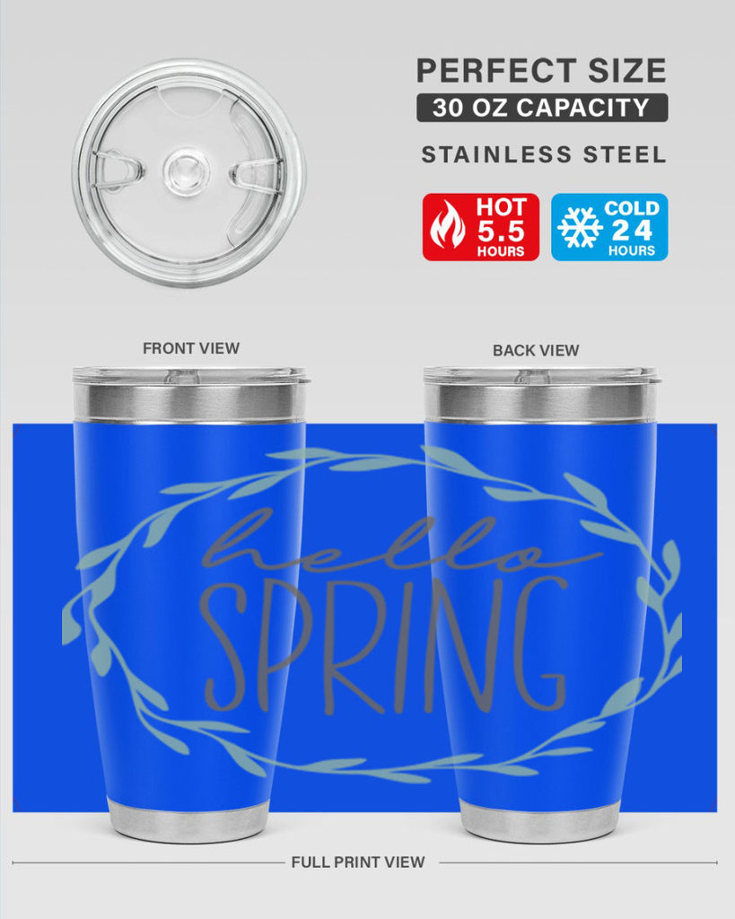 Hello Spring Wreath leaves210#- spring- Tumbler