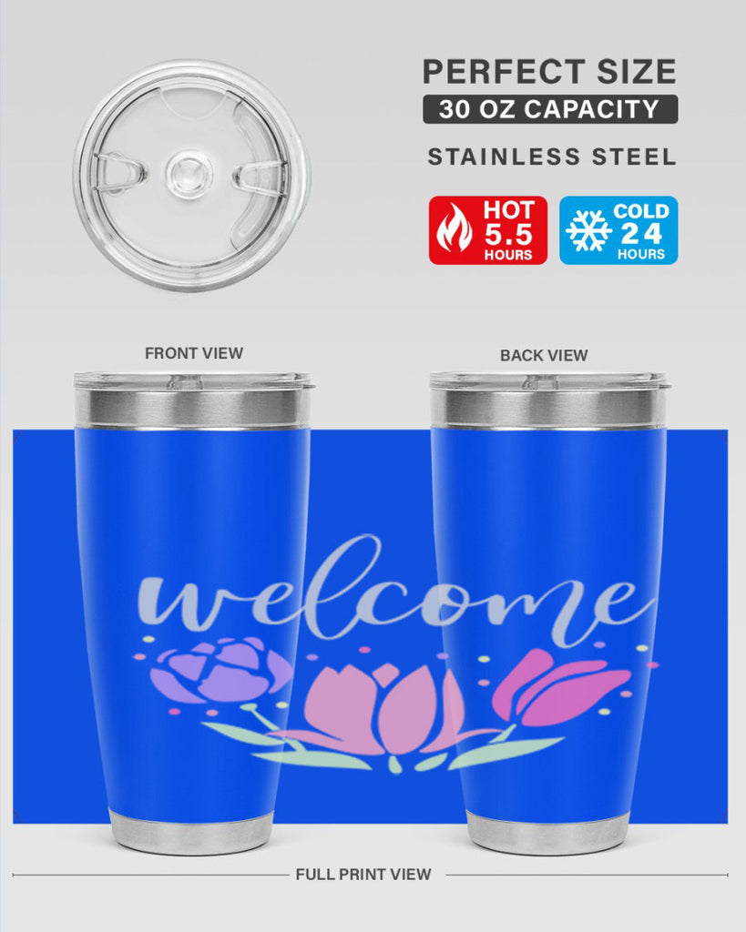 Welcome three flowers587#- spring- Tumbler
