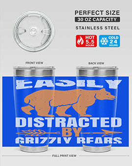 easily distracted by grizzly bears 1#- Bears- Tumbler
